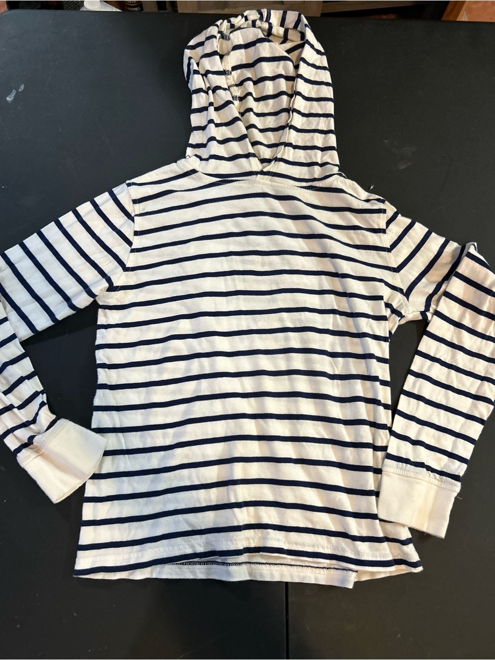 Crewcuts White and Navy Striped Hoodie Top size 10/11